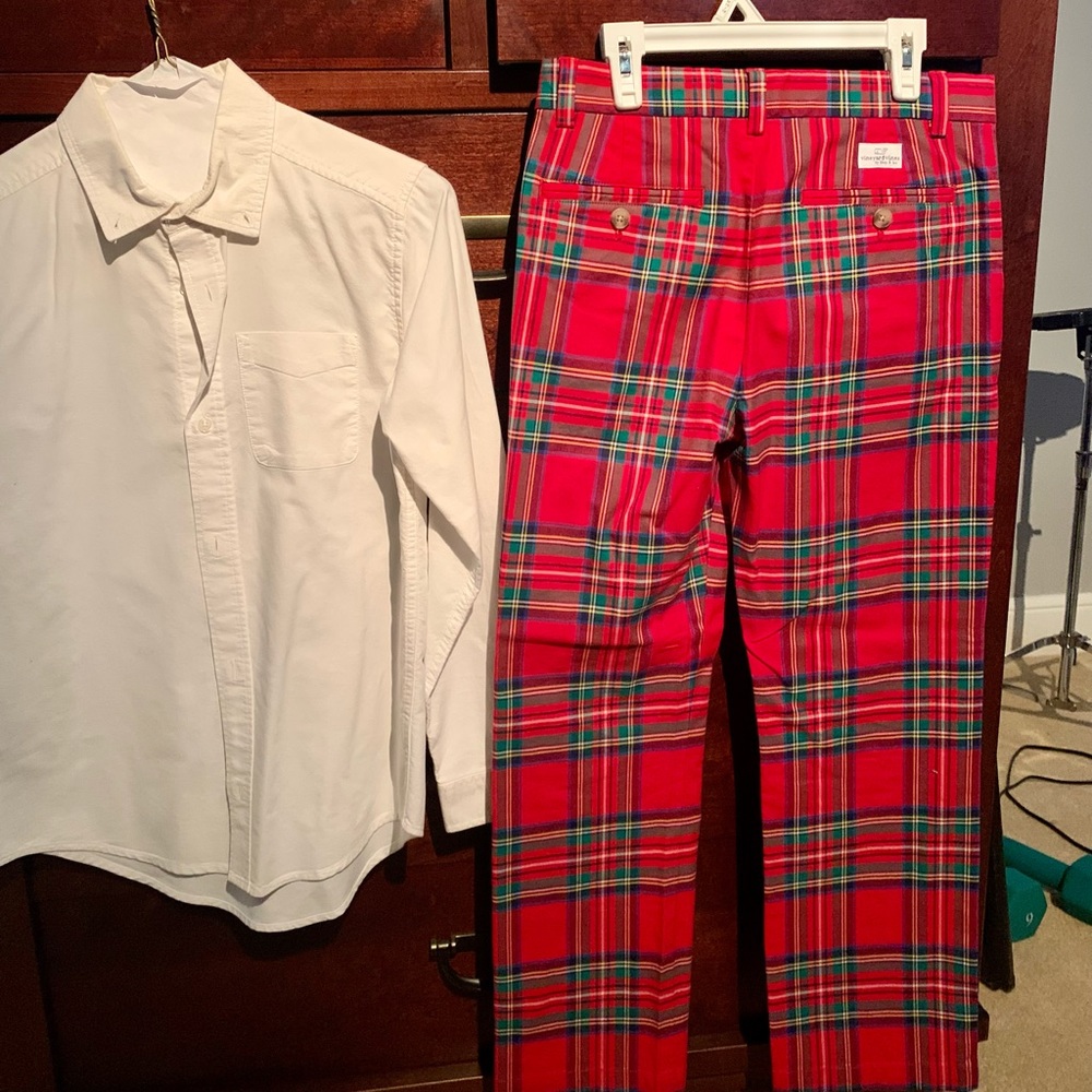 Boys dress shirt and vineyard vines dress pant.
